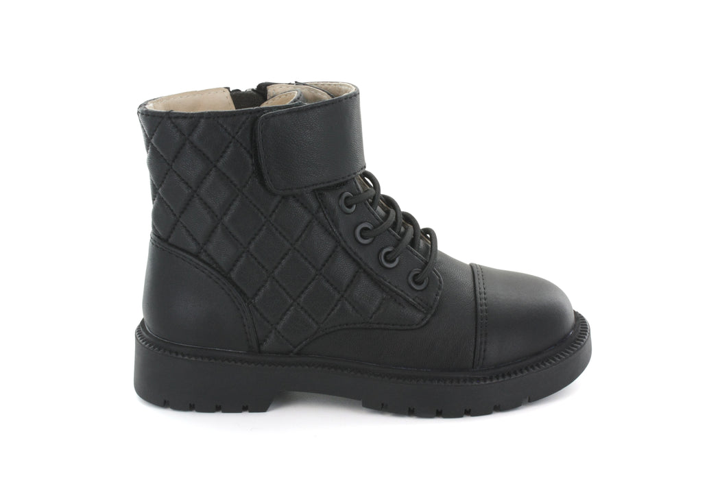 Shelia's Combat Boot - Black Leather