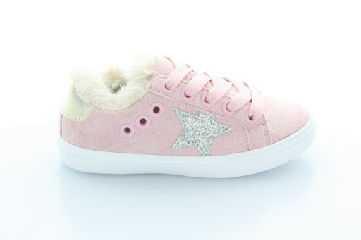 Ava's Star Fur Lace Sneaker - Pink/Natural Fur