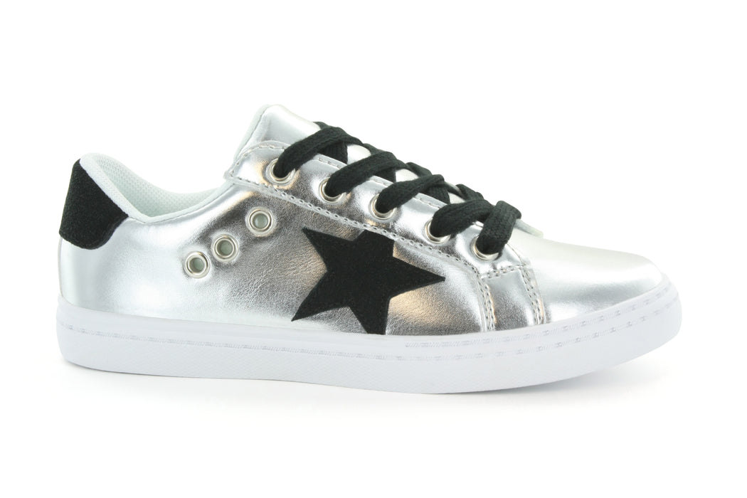 Mia Star Lace Sneaker - Silver / Black