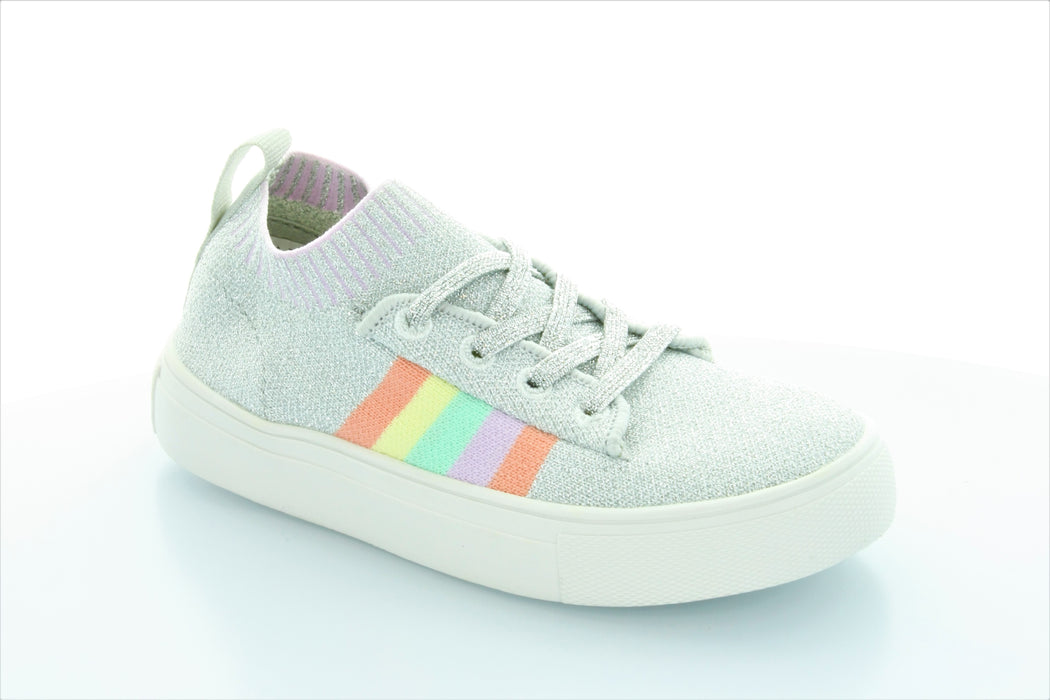 Sams Knit Rainbow Sock Sneaker - Silver / Rainbow