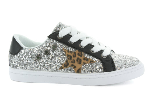 Mia Star Lace Sneaker - Silver/Leopard