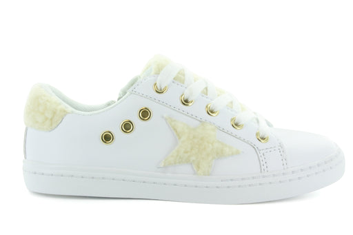 Ava's Fur Star Lace Sneaker - White