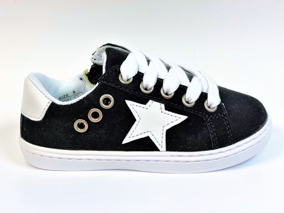 Mia Star Lace Sneaker - Black/White